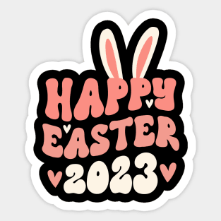 Happy Easter 2023 Bunny Ears Peach Sticker
